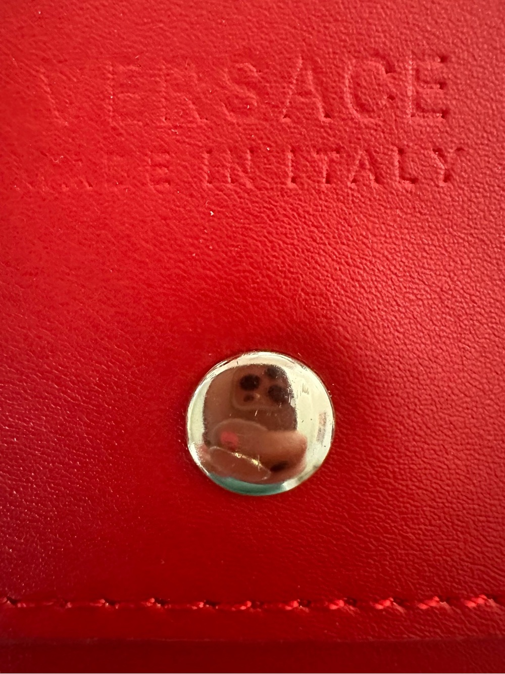 Versace Red Leather Wallet with Silver Snap
